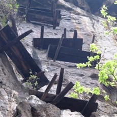 Hanging coffins outside Luobiao